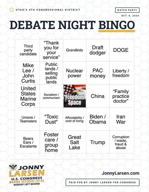 Debate Night Bingo card 1