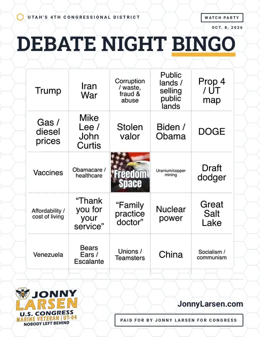 Debate Night Bingo card 6