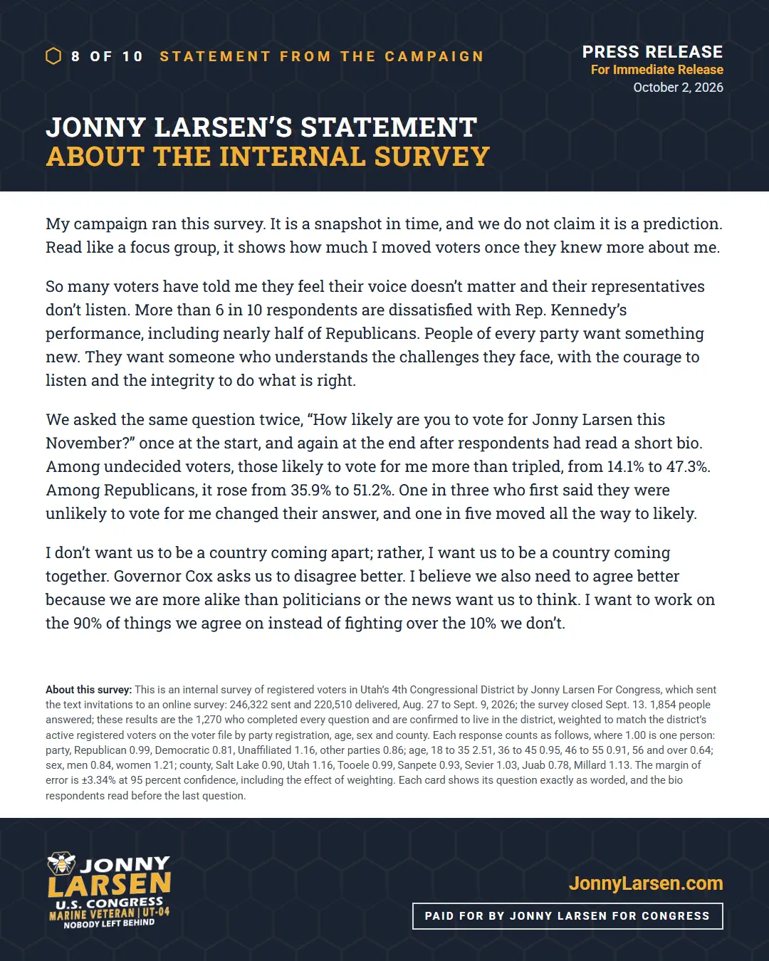 Jonny Larsen’s statement about the internal survey, the same text as on this page, with notes on how the survey was conducted.